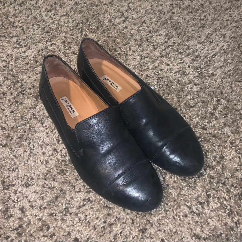 Paul green black leather slip on shoes